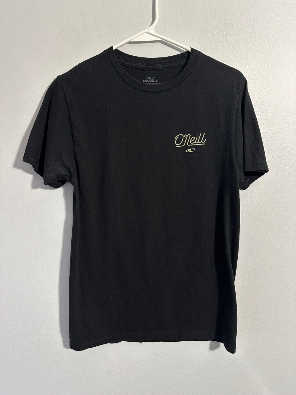 O'Neill Black Short Sleeve Logo Tee with Cream Accent